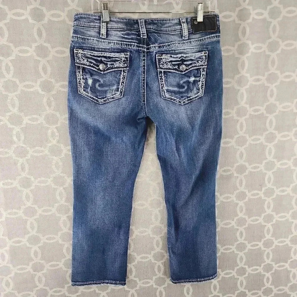 Silver Jeans Aiko Mid Rise Distressed Jean Capirs Women's Size 31 - Picture 1 of 10